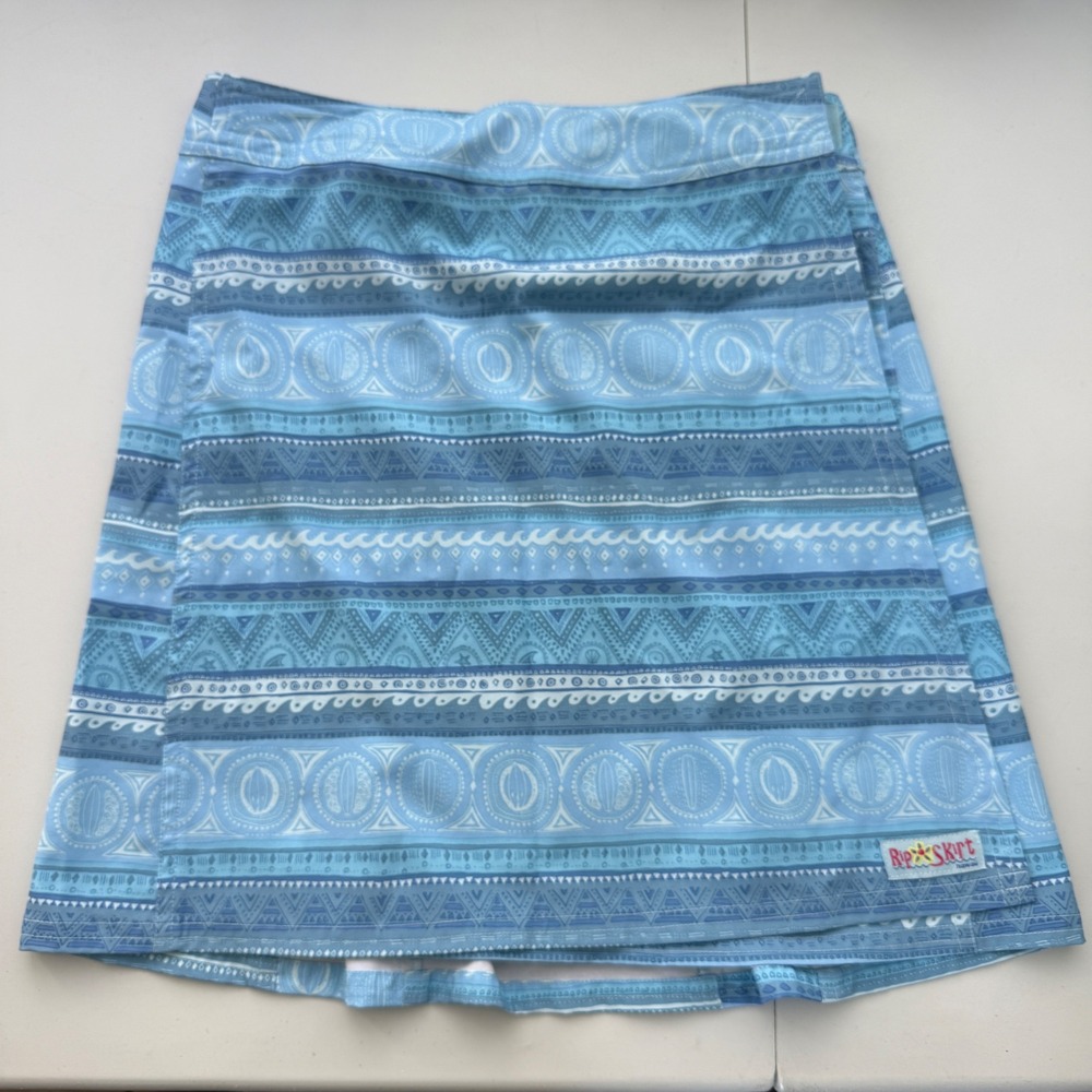 RipSkirt Hawaii Wrap Skirt Length 2 Blue Tribal  Print Womens XS travel beach